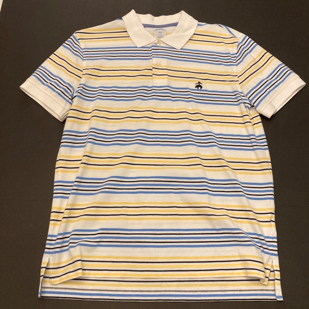 Brooks Brothers 1818 Slim Fit Performance Polo Shirt Mens L Cotton‎ Pique Stripe